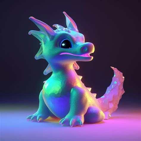 Premium Photo Cute Baby Dragon Colorful And Glowing
