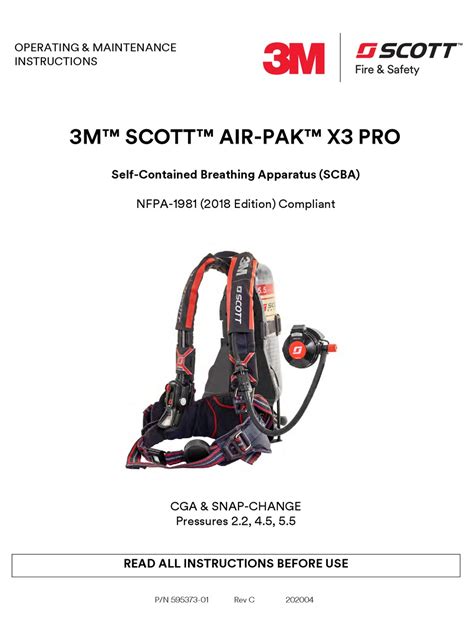 Scott Air Pak X3 User Manual 3m Scott Air Pak X3 Pro Scba 3m United