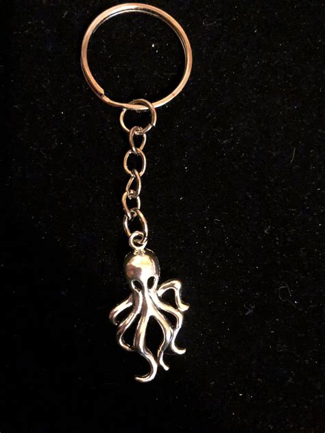 Silver Colored Octopus Keychain Etsy
