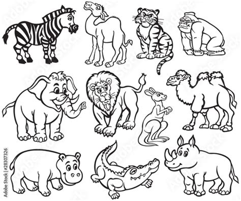 Set Of Black And White Wild Animals Buy This Stock Vector And Explore