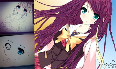Anime Girl Digital Drawing Purple Hair By Misa Slina On Deviantart