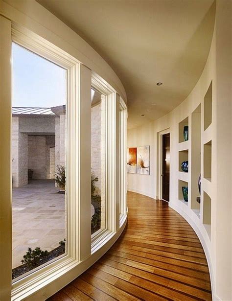 Curved Hallway Natural Lighting Outdoor Windows Hill Country Homes