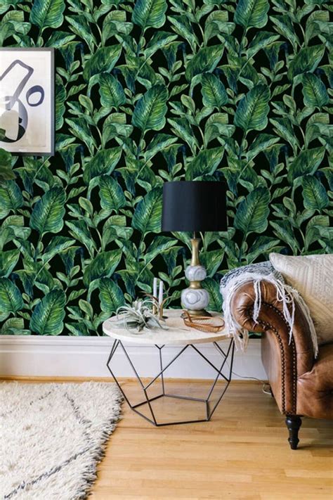 Tropical Wallpaper Peel And Stick Wallpaper Leaves Etsy
