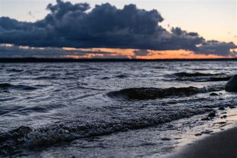 Beautiful Shore Of The Lake At Sunset Editorial Photography Image Of