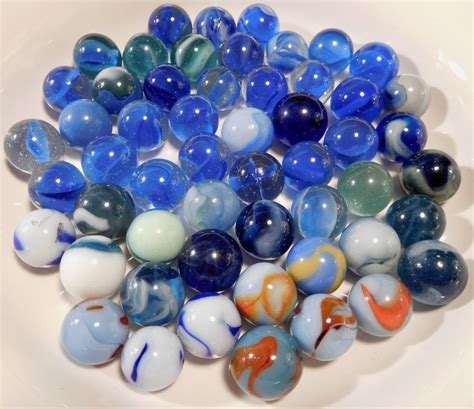 55 Blue Toy Marbles 1930 S 60 S Swirls Cobalt Etsy