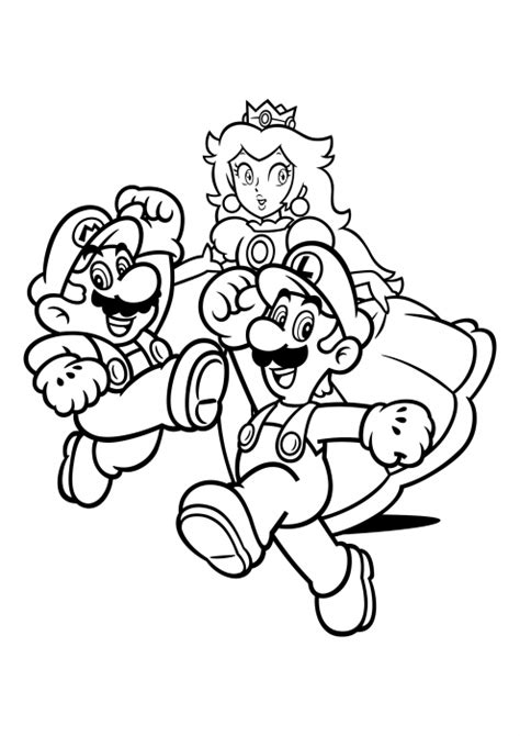 Mario Luigi And Princess Peach Coloring Pages Super Mario Coloring