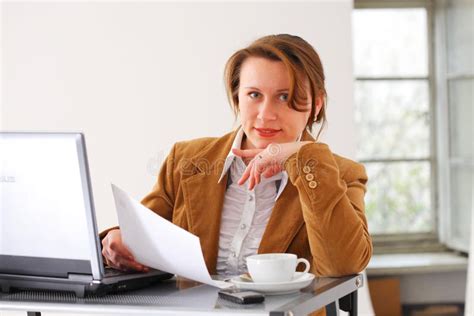 Business Woman At Work Stock Photo Image Of Adult Cheerful 10213196