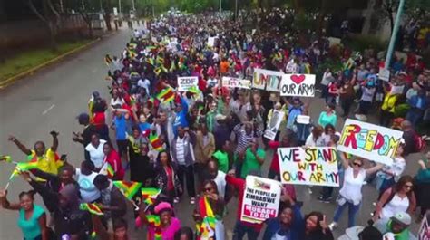 Zimbabwe Drone Footage Captures Mass Anti Mugabe Protest In Harare Video Ruptly