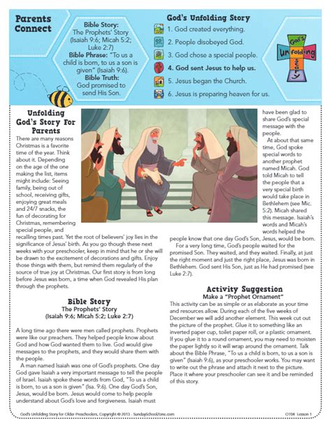The Prophets Story Parents Connect Page Childrens Bible Activities