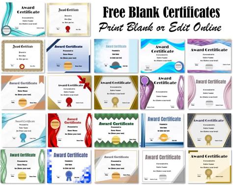 Free Blank Certificate Print Blank Or Customize Online Free