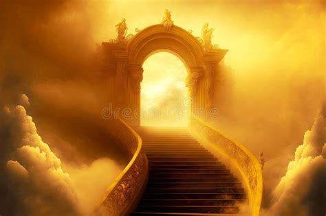 Idyllic Golden Gateway To Paradise With Stairway To Heaven Stock Photo