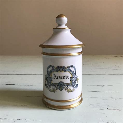 French Vintage Porcelain Apothecary Jar Arsenic Canister Etsy