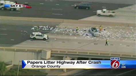 Papers Litter Highway After Crash Youtube