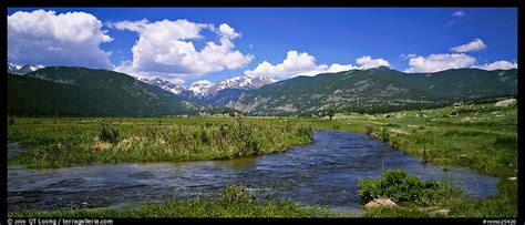 Panoramic Picturephoto Mountain Scenery With Green Meadows And Stream