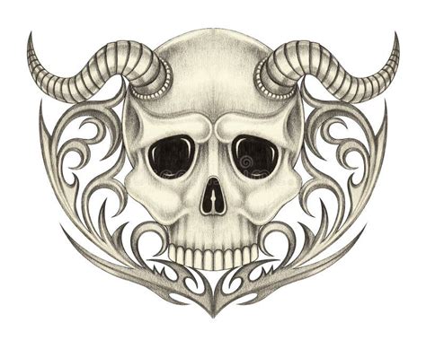 Art Skull Devil Tattoo Stock Illustration Illustration Of Angel