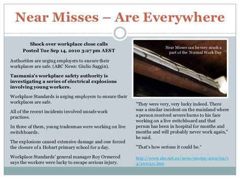 Workplace Near Miss Examples
