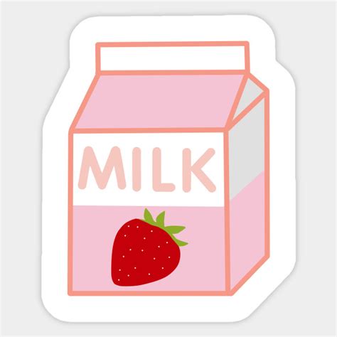 Strawberry Milk Carton Design Aesthetic Sticker Teepublic
