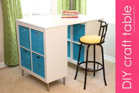 Make A Counter Height Craft Table From 2 Shelves A Table Top And 8