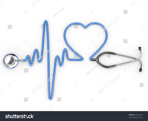 Stethoscope And A Silhouette Of The Heart And Ecg 3d