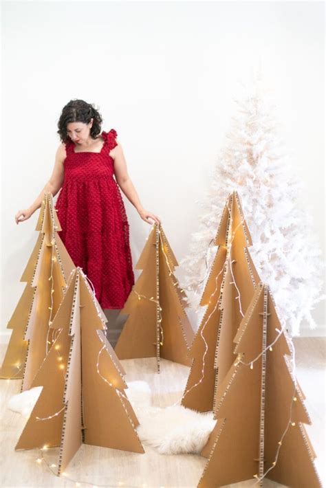 Cardboard Christmas Trees Diy Tutorial From Lovely Indeed