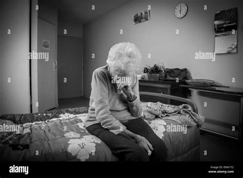 Retirement Home Illustration Elderly Person In A Bedroom Suffering