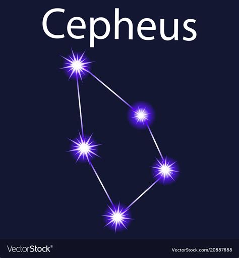 Constellation Cepheus With Stars In Night Sky Vector Image