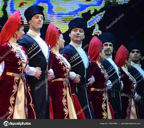 Ossetians In Traditional Dress Dancing Folk Mountain Dance Stock