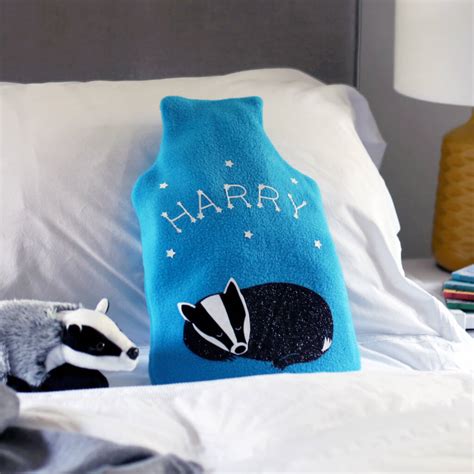 Badger Personalised Hot Water Bottle Cover By Nickynackynoo