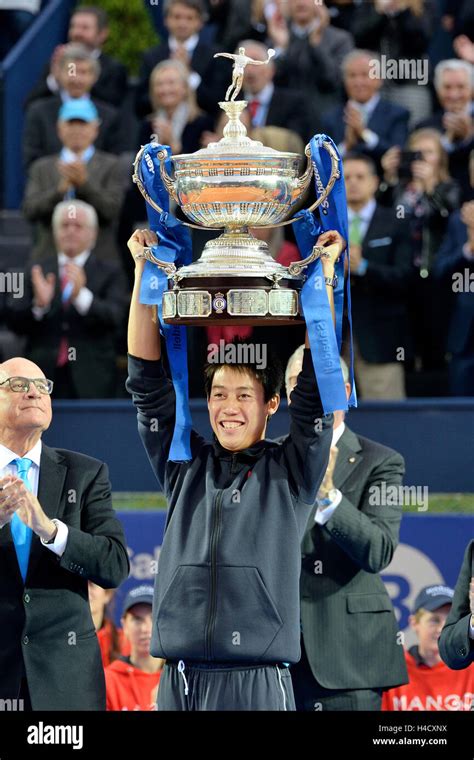 Barcelona Apr 26 Kei Nishikori Tennis Player From Japan Celebrates The Victory At The Atp