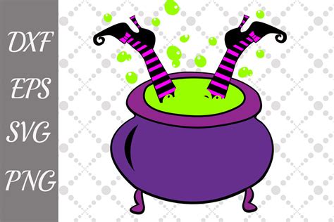 Halloween Sv,WITCH IN CAULDRON, Witch Cauldron Svg,Vector Cut Files By