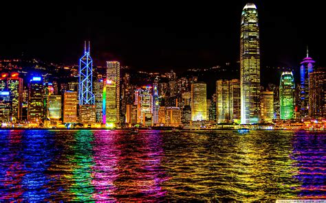 Hong Kong City Skyline At Night Seen Here Is The Breathtaking Hong