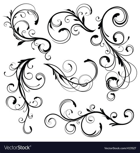 Floral Elements Vector Image On Swirl Tattoo Art Swirls