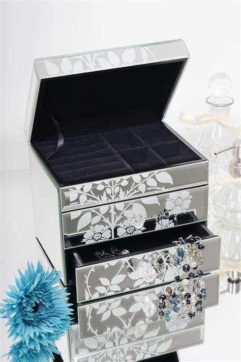 Emily Venetian Mirrored Jewellery Box With 2 Drawers Gft Jewelry