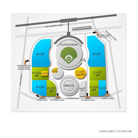 Oakland Coliseum Parking Oakland Coliseum Parking Map Vivid Seats