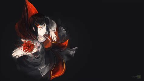 Uchiha itachi, naruto shippuuden, silhouette, red, raven, cross. original Characters, Black Dress, Red Ribbon, Spider Lilies Wallpapers HD / Desktop and Mobile ...