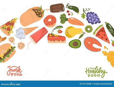 Healthy And Unhealthy Lifestyle Concept Flow Of Changing Icons Of