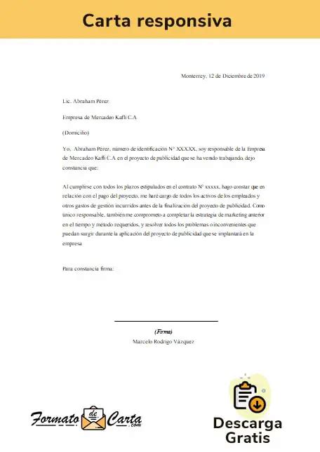 Carta Responsiva Qu Es Tipos Y Formato En Word