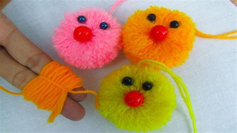 Diy Pom Pom Cat Very Easy Wool Trick Pom Pom Cat Diy Craft Crafts