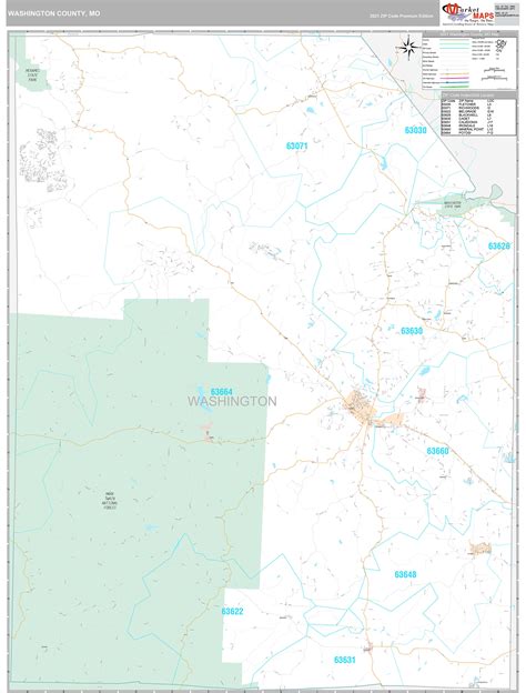 Washington County Mo Wall Map Premium Style By Marketmaps Mapsales