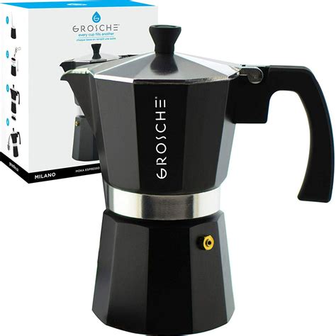 Grosche Milano Stovetop Espresso Maker Moka Pot 9 Cup 15 2 Oz Black Cuban Coffee Maker Stove