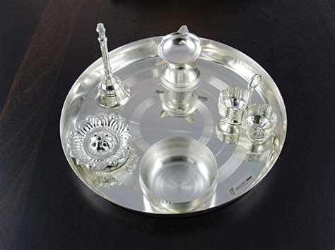 Goldtideas 7 Inch Silver Plated Pooja Thali Set For T Pooja