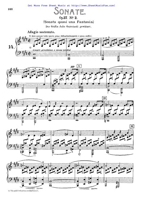 free sheet music for piano sonata no 14 op 27 no 2 beethoven ludwig van by ludwig van beethoven
