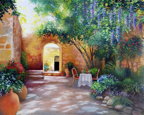 Sunlit Courtyard Tuscany Italy Painting By Barbara Davies Fine Art