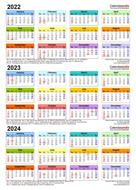 2022 2024 Three Year Calendar Free Printable Pdf Templates