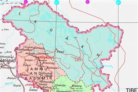 New Map Demarcating Union Territories Jammu And Kashmir And Ladakh