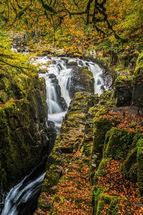 Waterfalls On The River Braan In Autumn Perthshire Stock Photo Image