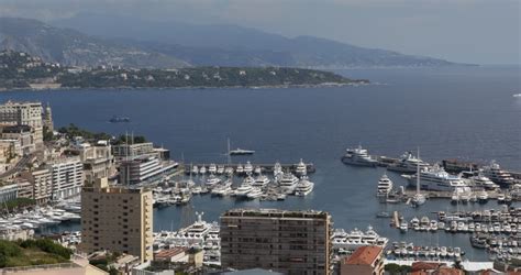 Aerial Monaco Monte Carlo Skyline French Riviera Building Panorama Port