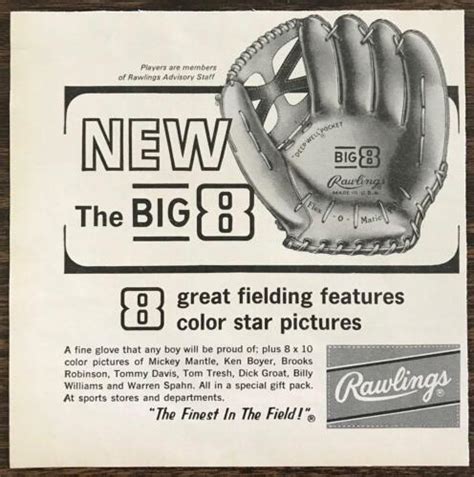 1964 Rawlings Big 8 Baseball Glove Print Ad Ebay