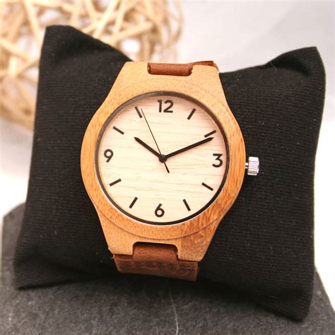 Personalised Bamboo Wrist Watch With Engraved Message By Giftsonline U