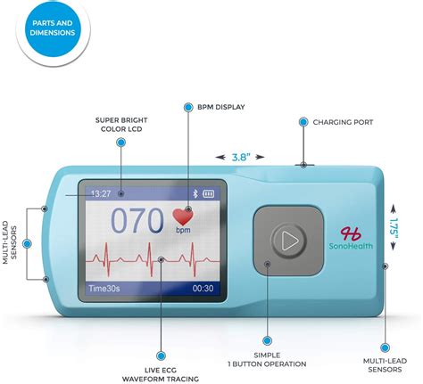 Sonohealth Portable Ekg Heart Rate Monitor Wireless Handheld Home Ec